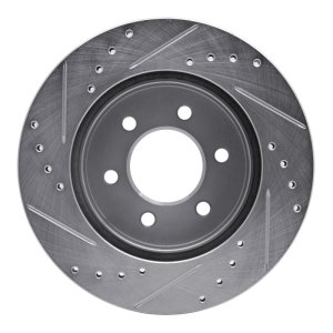 Dodge Dakota Brake Rotor (1) - Front Right - R1 Concepts - Drilled & Slotted - Silver - `97-`02